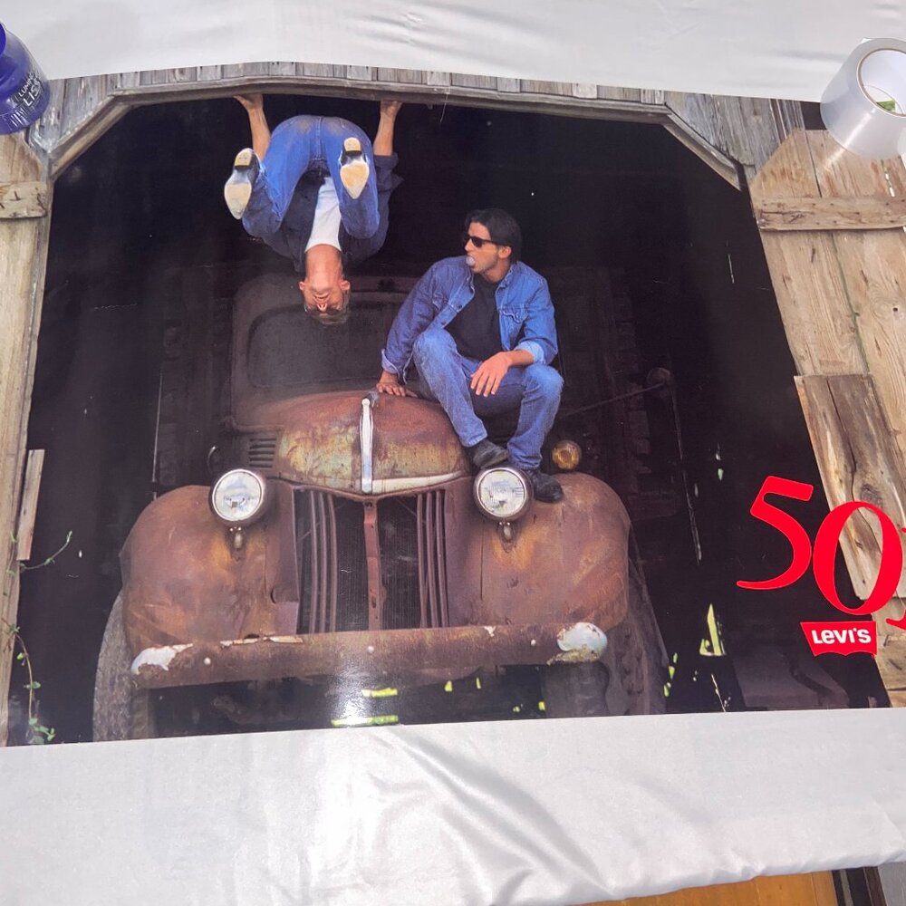 Lot (2) Vintage 80s Levi’s 501 Jeans Advertisement Poster Decor 34x23